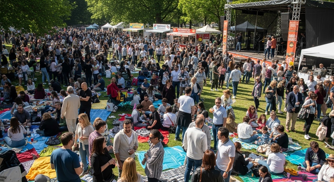 Large family gathering outdoors